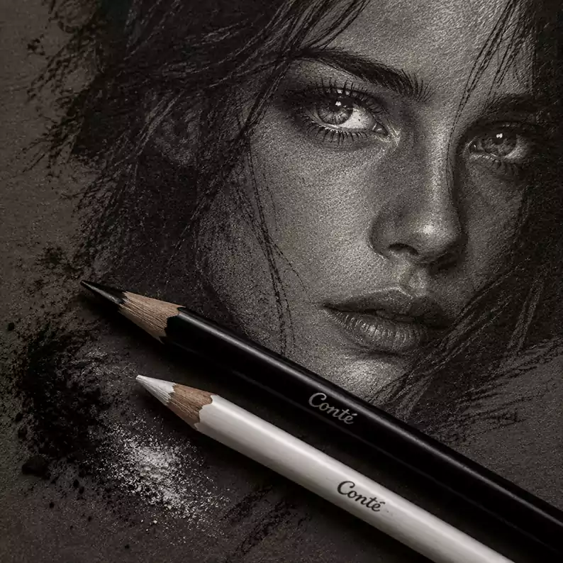 هنر سیاه قلم با مداد کنته