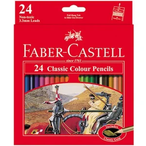 مداد رنگی 24 رنگ فابر کاستل مدل Classic با بدنه شش‌ضلعی و جعبه مقوایی
